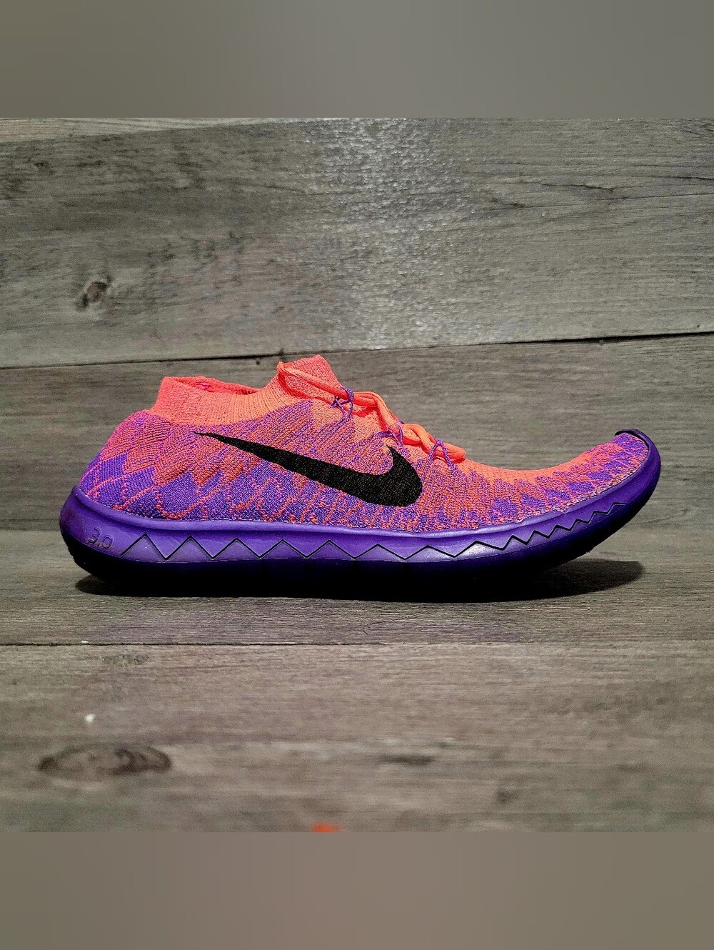 Nike Free Flyknit 3.0 Womens Size 7 Purple Pink Running Shoes 636231-601